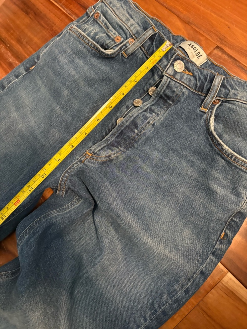 AGOLDE Nico High Rise Slim Straight Jeans 29 Button Fly Medium Wash (0966) - Picture 8 of 11